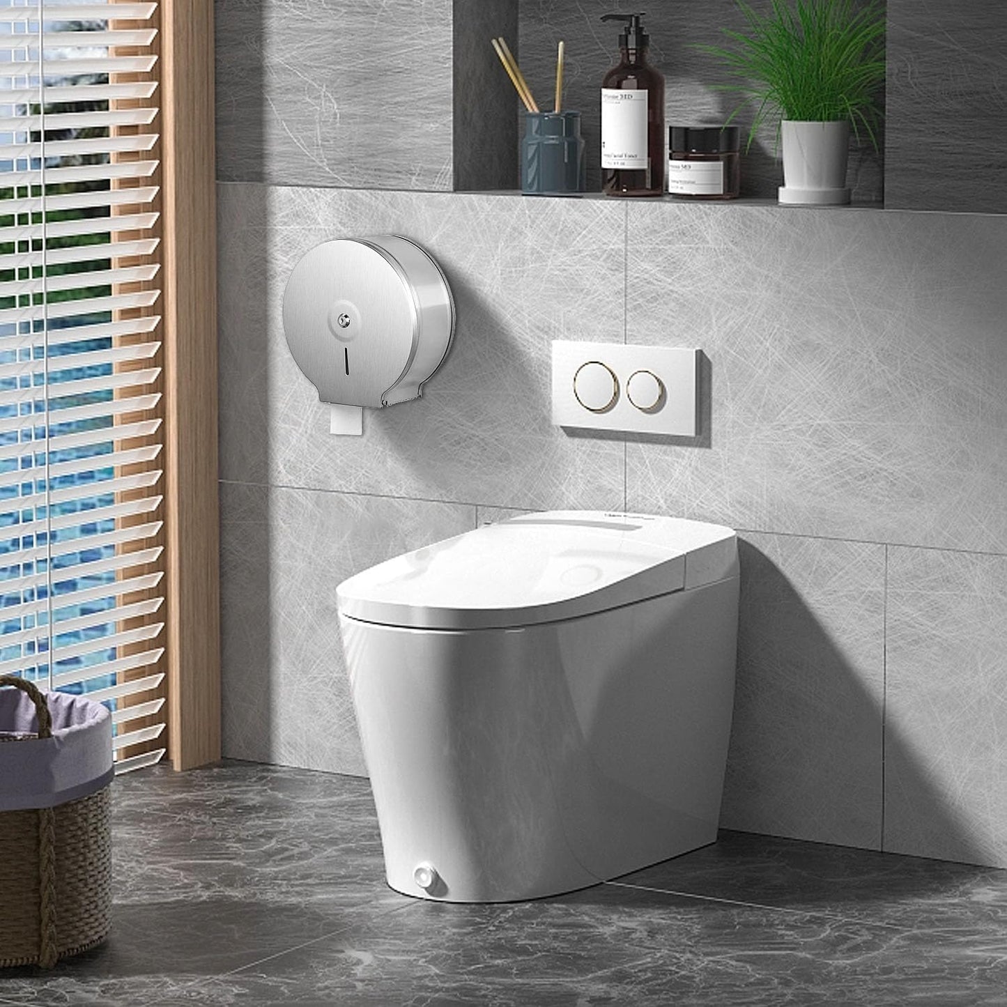 Distributeur Papier Hygiénique de toilette inox - avec PACK 12 Papier Essuie-mains Jumbo - SQES