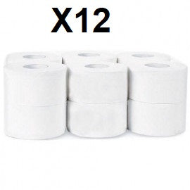 Distributeur Papier Hygiénique de toilette inox - avec PACK 12 Papier Essuie-mains Jumbo - SQES