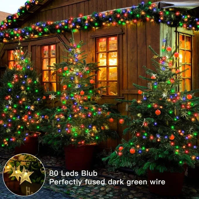 Guirlande lumineuse étoile à 3 piles, 2 m, LED, RGB - SQES