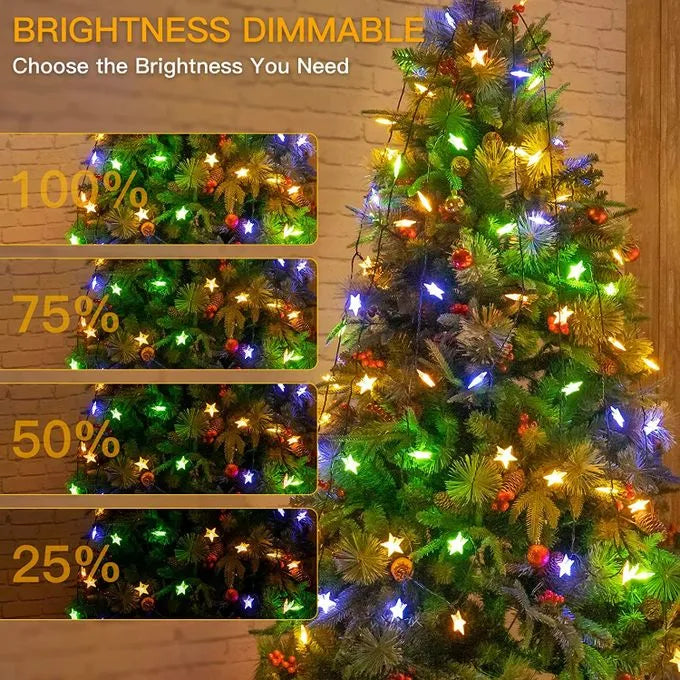 Guirlande lumineuse étoile à 3 piles, 2 m, LED, RGB - SQES