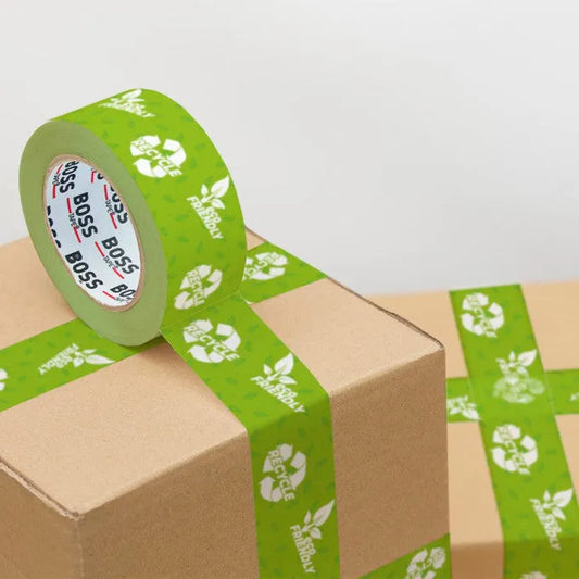 BOSSTAPE Ruban emballage Cartons écologique, Recyclage Vert 66mt x 50mm - SQES