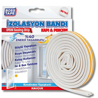 BOSS TAPE Joint d'étanchéité pour porte , fenêtre, isolation thermique, Type D, BLANC - SQES