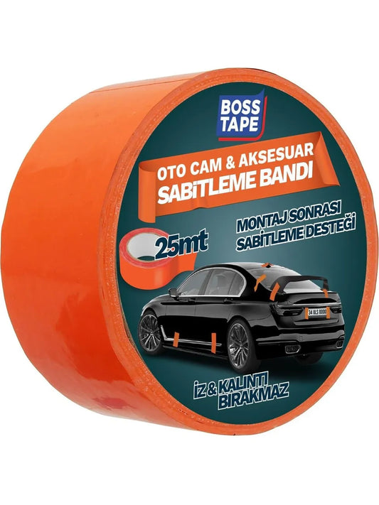 BOSS TAPE Ruban de fixation temporaire en PVC orange pour vitres automobiles et accessoires 45mmx25m - SQES