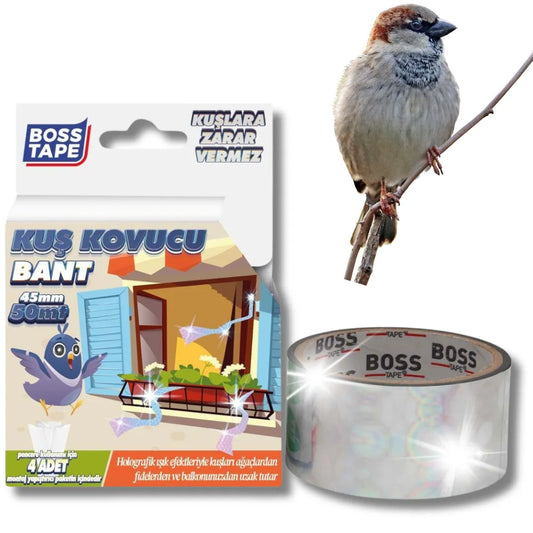 BOSS TAPE Ruban réfléchissant, Répulsif, Anti-Oiseaux 45mmx50m - SQES