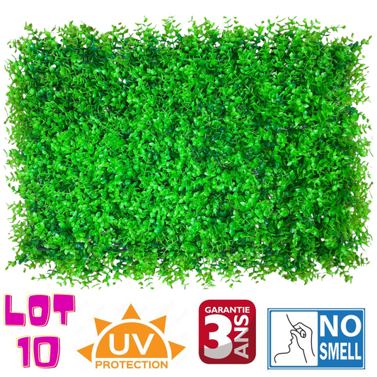 Lot de 10 Panneaux décoratif 3D VIRGINIA - Mur végétal artificiel - 60*40cm - SQES