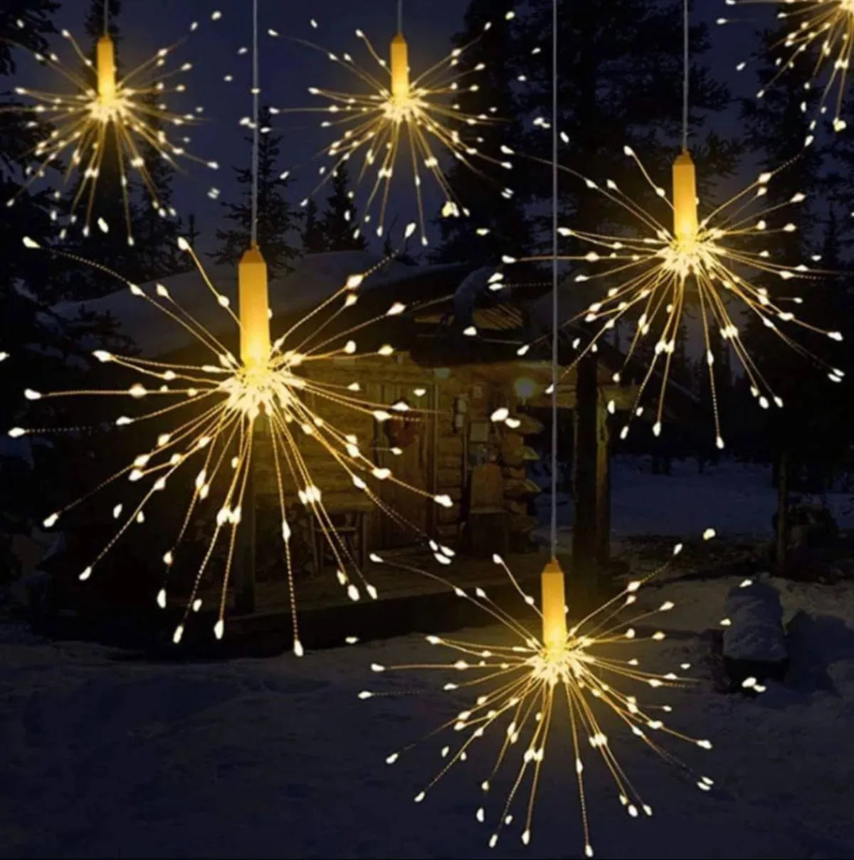Lot 3 feux d'artifice suspendus Guirlande lumineuse LED pour fêtes et extérieur - SQES