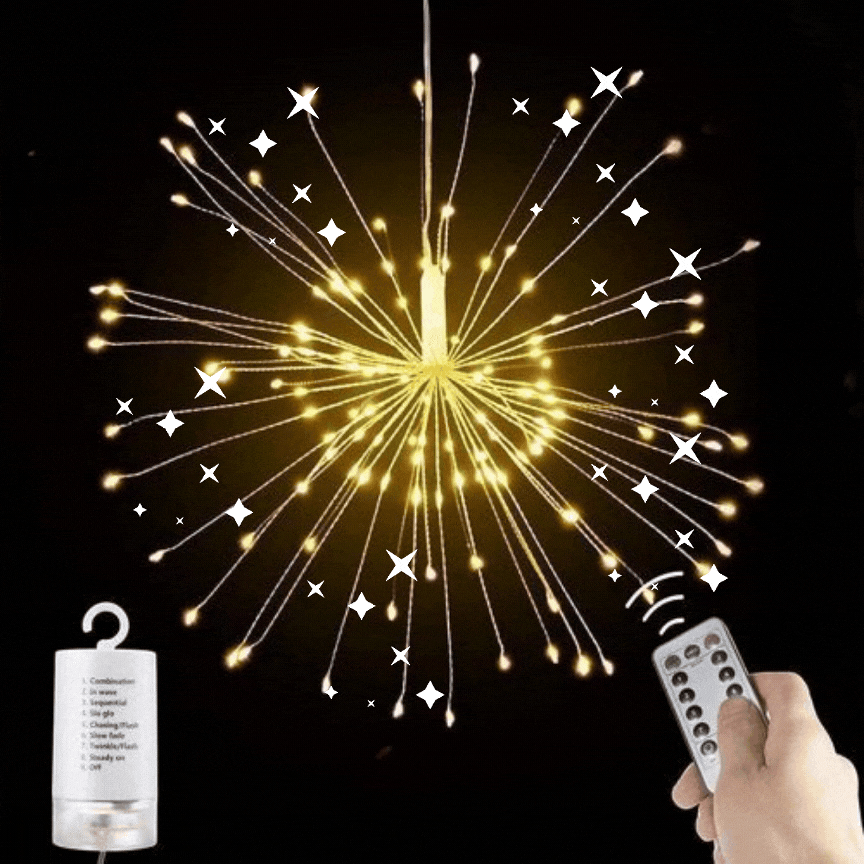 Guirlande Lustre 120 LED - Feux artifice suspendue pour fêtes et extérieur - SQES