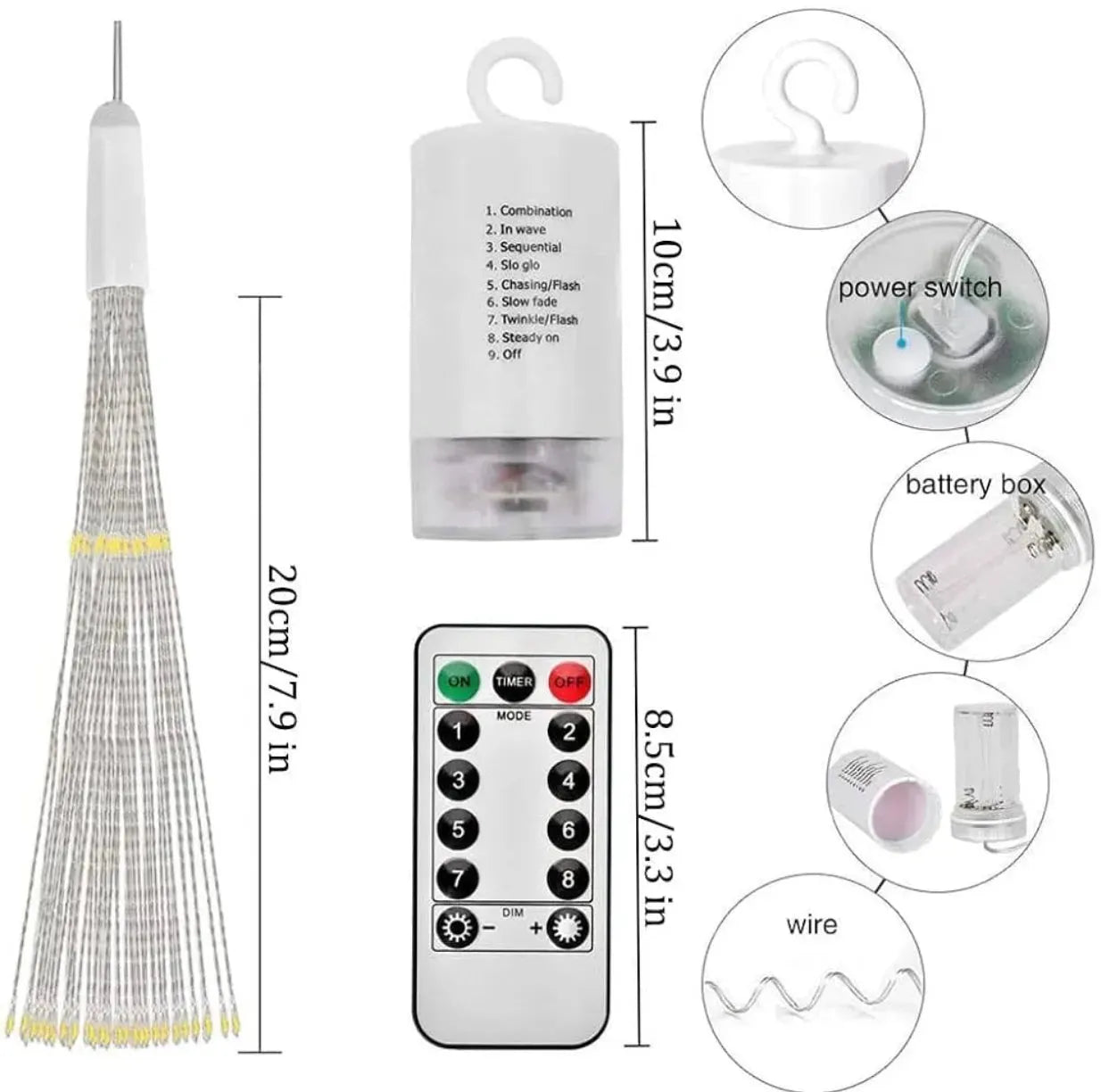 Lot 3 feux d'artifice suspendus Guirlande lumineuse LED pour fêtes et extérieur - SQES