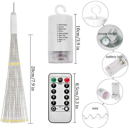 Lot 3 feux d'artifice suspendus Guirlande lumineuse LED pour fêtes et extérieur - SQES