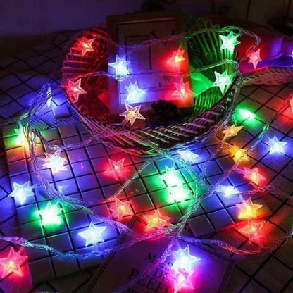 Guirlande lumineuse étoile à 3 piles, 2 m, LED, RGB - SQES