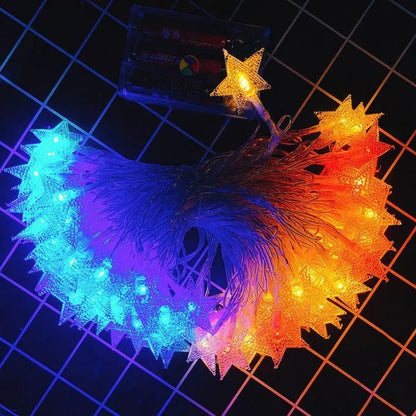 Guirlande lumineuse étoile à 3 piles, 2 m, LED, RGB - SQES