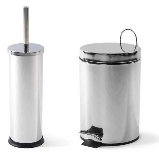 Poubelle avec pedale 3l - brosse wc - Inox - SQES