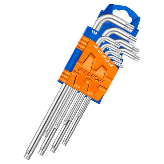 Jeu de 9 Clés Torx Longues – T10,T15,T20,T25,T27,T30,T40,T45,T50 - SQES