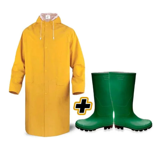 Manteau de pluie Jaune XL avec Paire de Bottes PVC antidérapantes - Vert - SQES