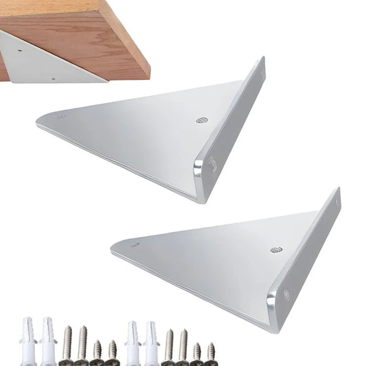 Lot de 2 Support d'étagère triangulaires en acier Argent - SQES